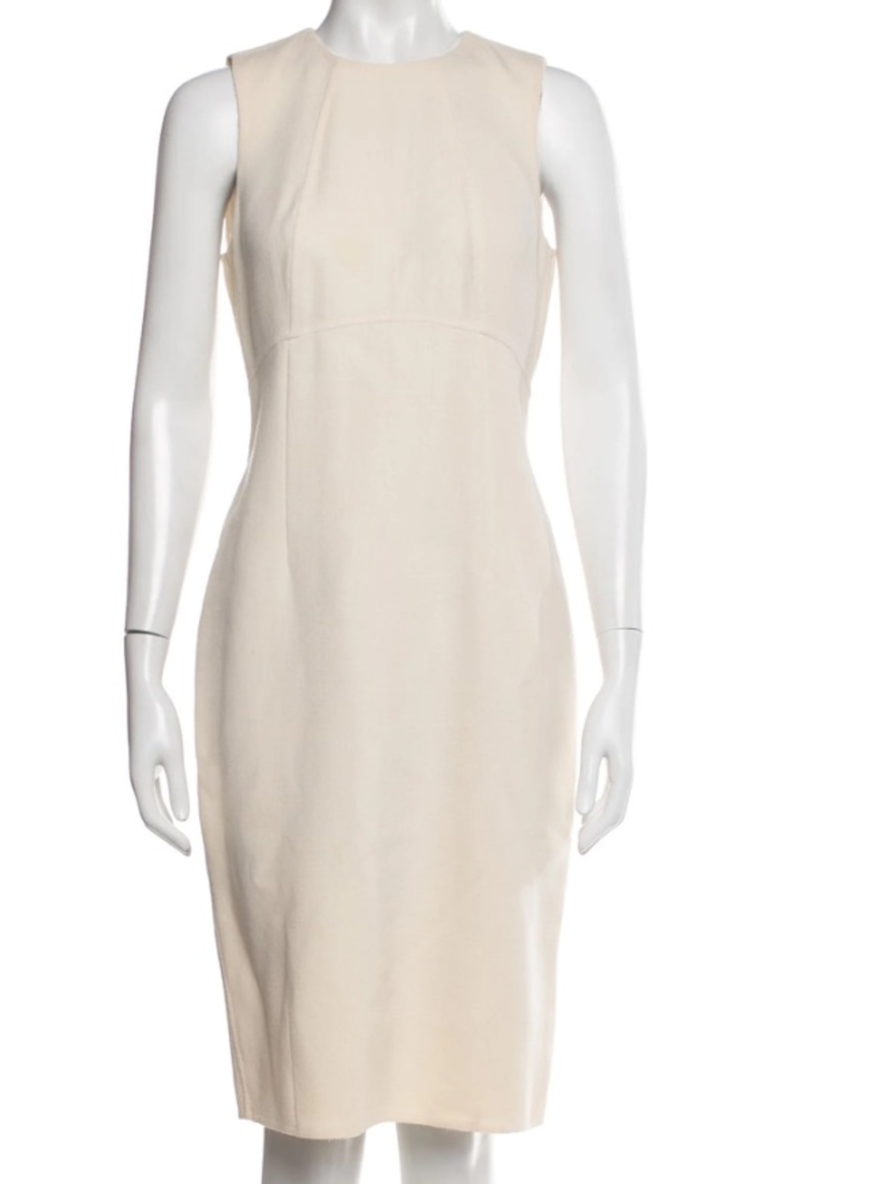 Chado by Ralph Rucci Wool Cream Sheath Dress - Elegant Professional Style - Picture 5 of 13